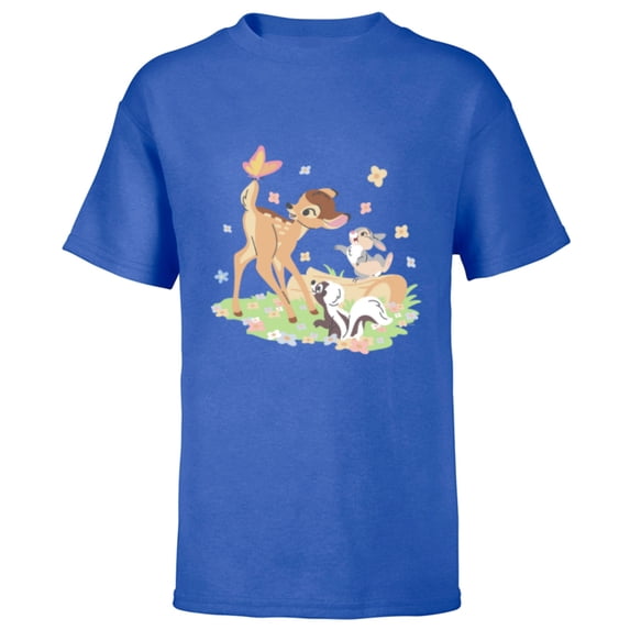 Disney Bambi Thumper & Flower Pastel Spring Easter Butterfly - Short Sleeve T-Shirt for Kids - Customized-Royal