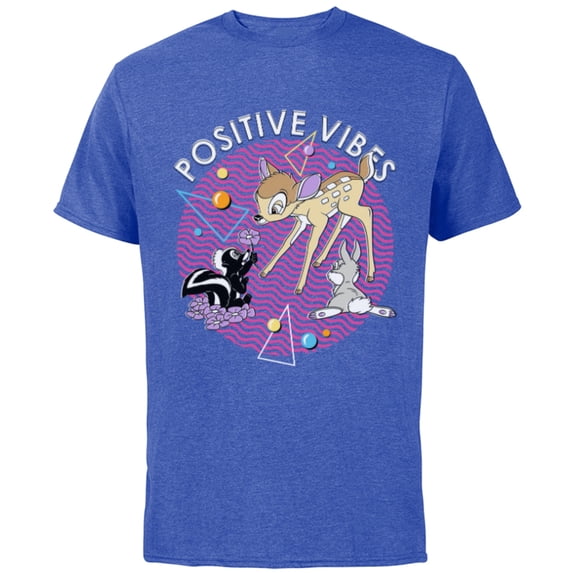 Disney Bambi Thumper and Flower Positive Vibes 90s - Short Sleeve Cotton T-Shirt for Adults - Customized-Royal Heather