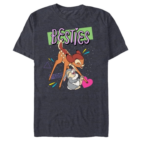 Disney Bambi and Thumper Besties BFF Best Friends Valentine - Short Sleeve Blended T-Shirt for Adults - Customized-Navy Heather