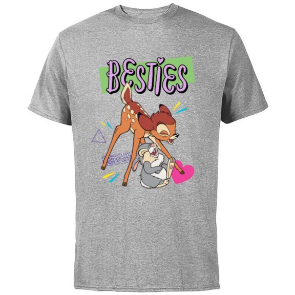 Disney Bambi and Thumper Besties BFF Best Friends Valentine - Short Sleeve Cotton T-Shirt for Adults - Customized-Athletic Heather
