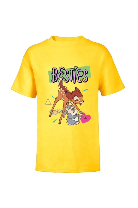 Bambi and Thumper Besties BFF Best Friends Valentine - Short Sleeve T-Shirt for Kids - Customized-Yellow