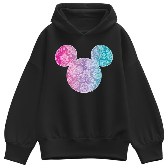 Disney - Bandana Pattern Mickey - Women's Oversized Fleece Hoodie Sweatshirt