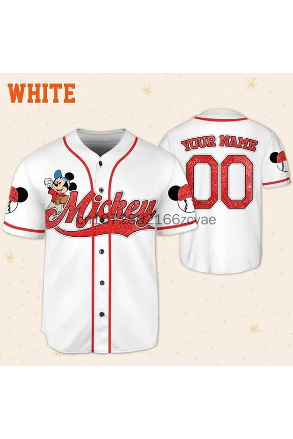 Disney Baseball Jersey Custom Name Women's Mickey Baseball Jersey Fashionable Disney Hawai