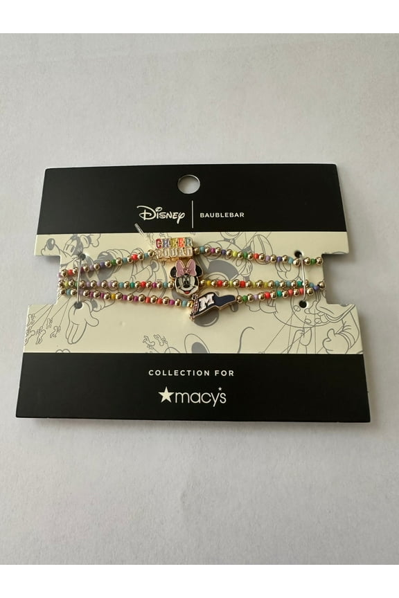 Baublebar for Macy's Minnie Cheer Squad Beaded Bracelet 3pc New with Card