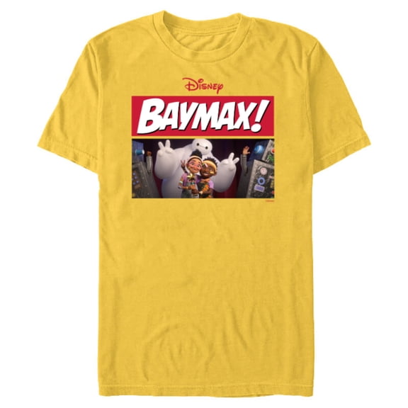Disney Baymax! Series Pose with Sofia and Ali Big Hero 6 - Short Sleeve Blended T-Shirt for Adults - Customized-Yellow