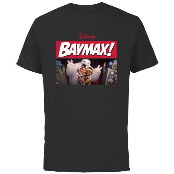 Disney Baymax! Series Pose with Sofia and Ali Big Hero 6 - Short Sleeve Cotton T-Shirt for Adults - Customized-Black