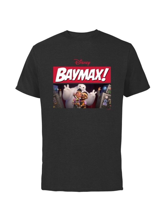 Baymax! Series Pose with Sofia and Ali Big Hero 6 - Short Sleeve Cotton T-Shirt for Adults - Customized-Black