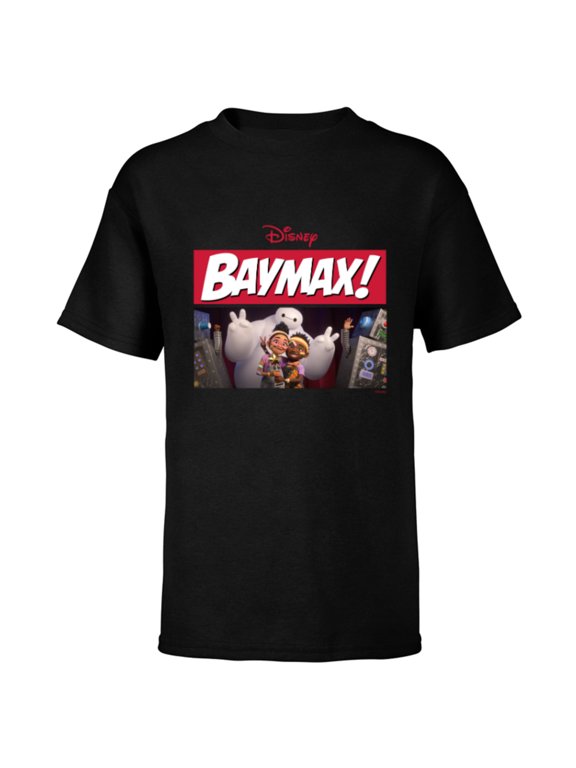 Baymax! Series Pose with Sofia and Ali Big Hero 6 - Short Sleeve T-Shirt for Kids - Customized-Black