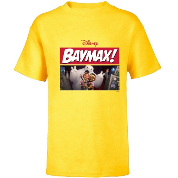 Disney Baymax! Series Pose with Sofia and Ali Big Hero 6 - Short Sleeve T-Shirt for Kids - Customized-Yellow