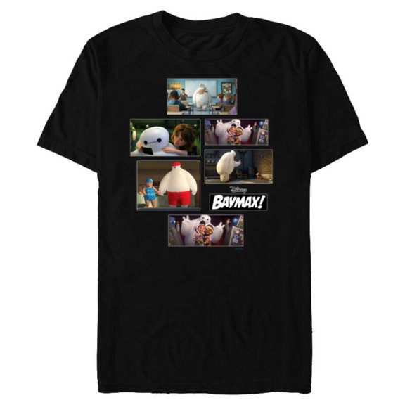 Disney Baymax! Series Scenes Big Hero 6 - Short Sleeve Blended T-Shirt for Adults - Customized-Black