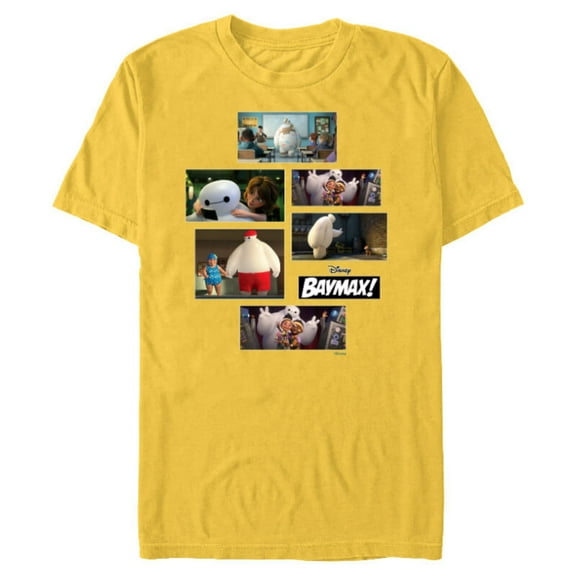 Disney Baymax! Series Scenes Big Hero 6 - Short Sleeve Blended T-Shirt for Adults - Customized-Yellow