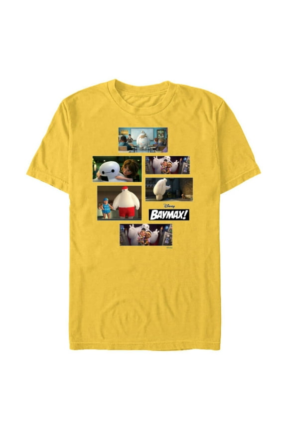 Baymax! Series Scenes Big Hero 6 - Short Sleeve Blended T-Shirt for Adults - Customized-Yellow