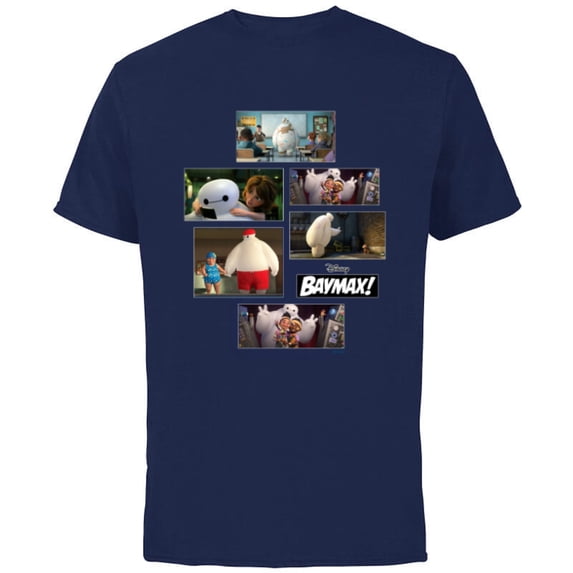 Disney Baymax! Series Scenes Big Hero 6 - Short Sleeve Cotton T-Shirt for Adults - Customized-Navy