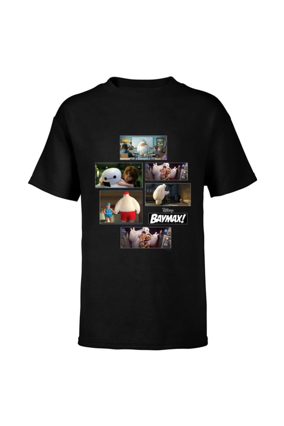 Baymax! Series Scenes Big Hero 6 - Short Sleeve T-Shirt for Kids - Customized-Black
