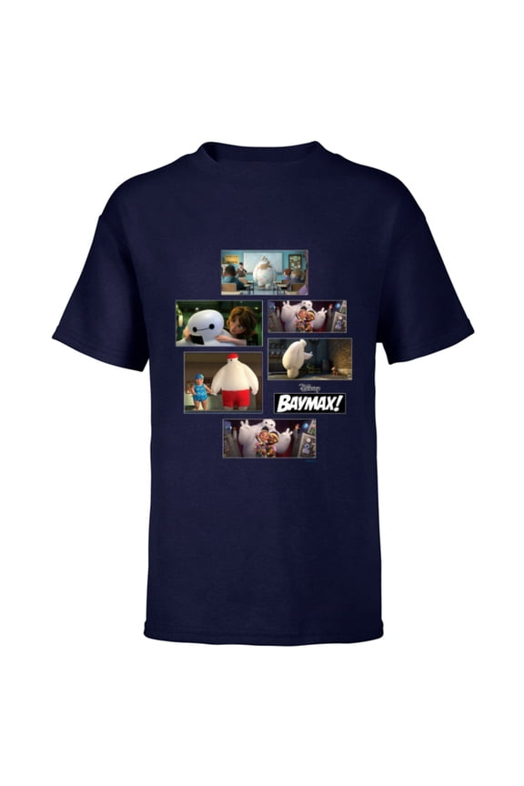 Baymax! Series Scenes Big Hero 6 - Short Sleeve T-Shirt for Kids - Customized-Navy
