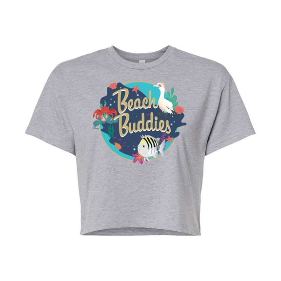 Disney - Beach Buddies - Juniors Cropped Cotton Blend T-Shirt