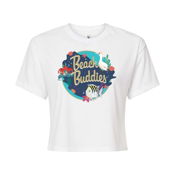Disney - Beach Buddies - Juniors Cropped Cotton Blend T-Shirt