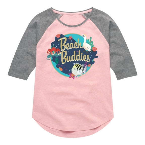 Disney - Beach Buddies - Toddler & Youth Girls Raglan Graphic T-Shirt