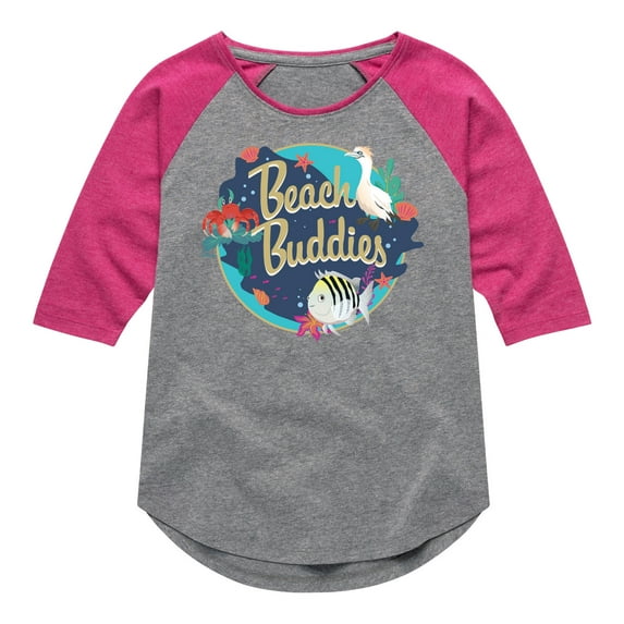 Disney - Beach Buddies - Toddler & Youth Girls Raglan Graphic T-Shirt