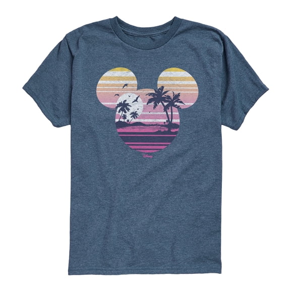 Disney - Beach Mickey Head - Youth Boys Short Sleeve Graphic T-Shirt