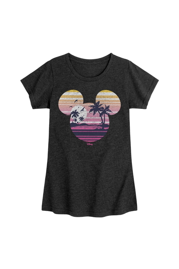 - Beach Mickey Head - Youth Girls Fitted Short Sleeve T-Shirt