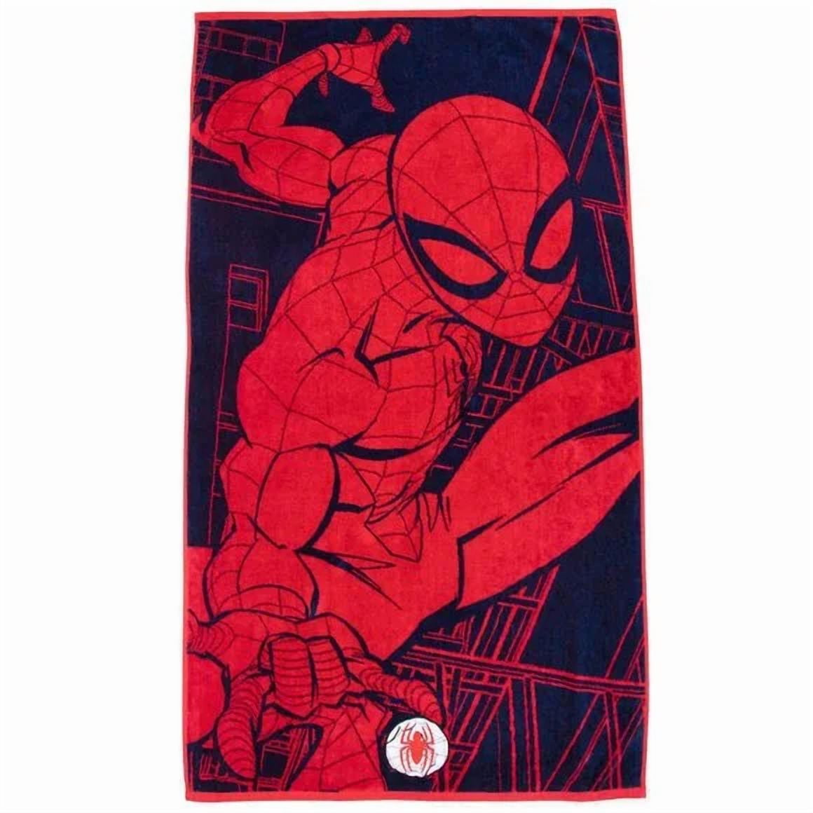 Disney Beach Towel With Embroidered Spiderman (100% Cotton, Size: 34” x 63”)