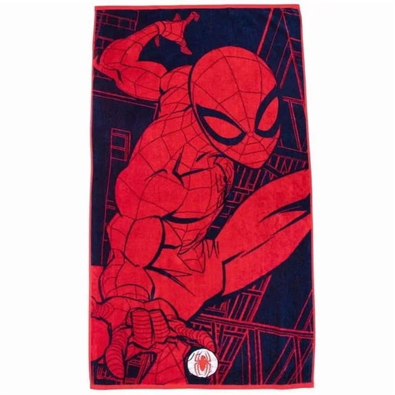 Disney Beach Towel With Embroidered Spiderman (100% Cotton, Size: 34” x 63”)