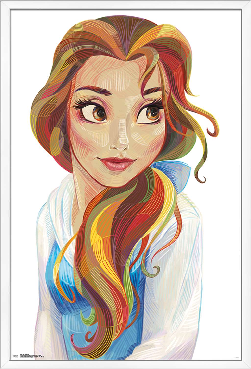 Disney Beauty And The Beast - Belle - Stylized Wall Poster, 22.375" x 34", Framed