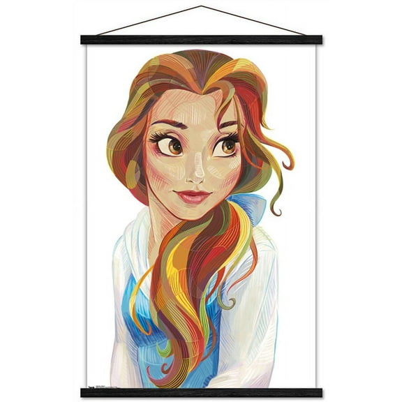 Disney Beauty And The Beast - Belle - Stylized Wall Poster with Wooden Magnetic Frame, 22.375" x 34"