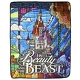 thumbnail image 1 of Disney Beauty And The Beast Stained Glass Enchanted Castle Plush Throw Blanket 46' x 60', 1 of 7