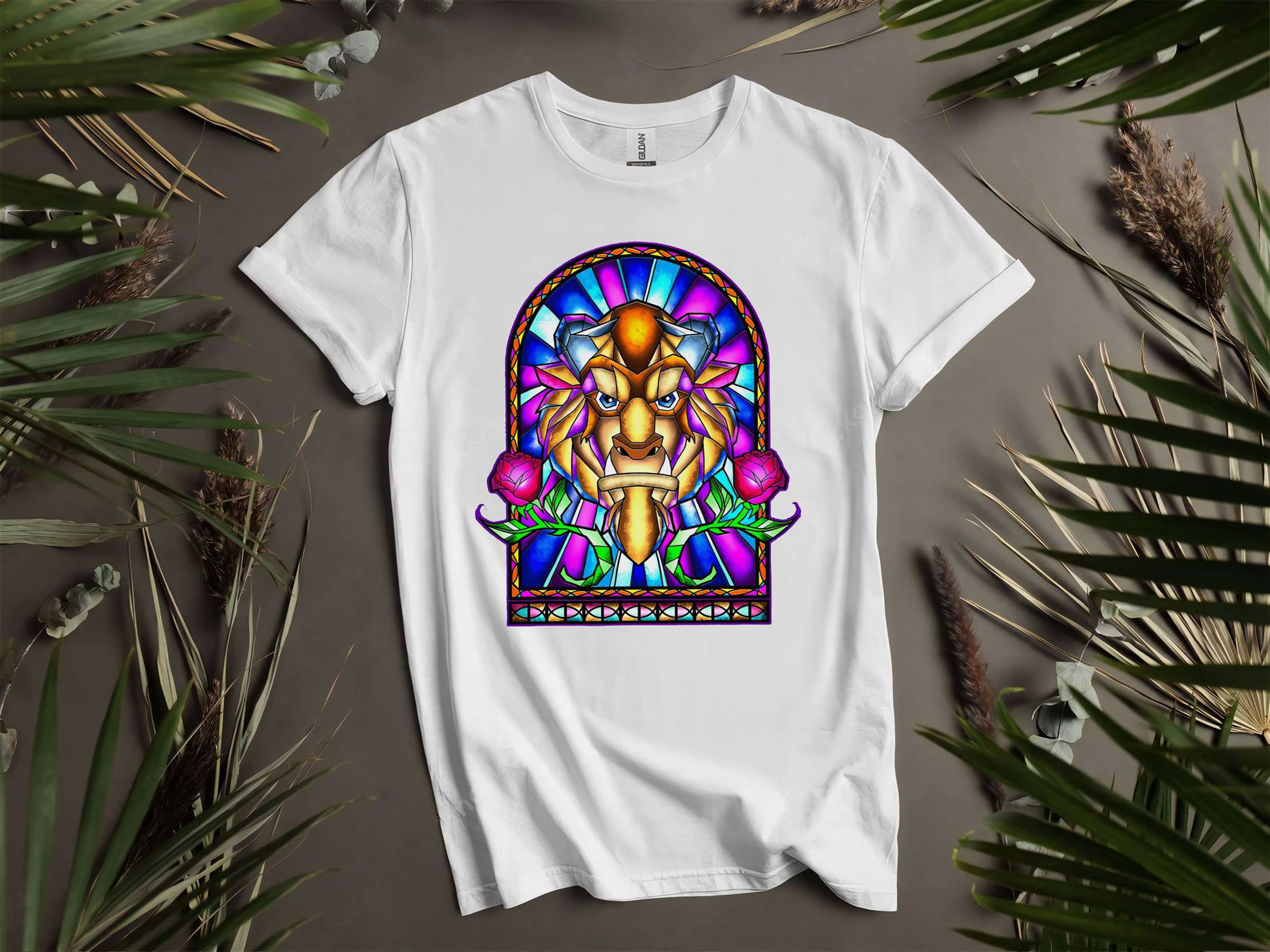 Disney Beauty And The Beast Stained Glass Window Custom TShirts for