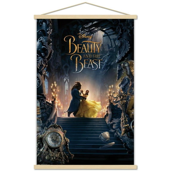 Disney Beauty And The Beast - Triptych 2 Wall Poster with Wooden Magnetic Frame, 22.375" x 34"