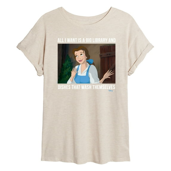 Disney Beauty & The Beast - Belle - All I Want Is A Big Library - Juniors Ideal Flowy Muscle T-Shirt