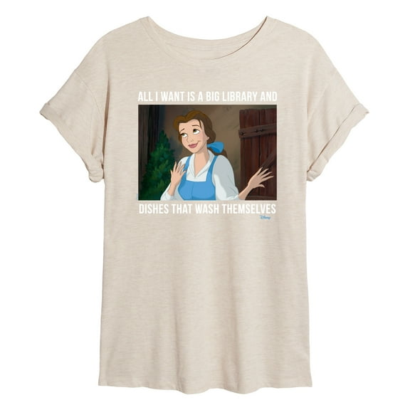 Disney Beauty & The Beast - Belle - All I Want Is A Big Library - Juniors Ideal Flowy Muscle T-Shirt