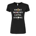 thumbnail image 1 of Disney Beauty & The Beast - Smart Worthy Loyal Strong - Juniors Fitted Graphic T-Shirt, 1 of 5