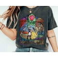 thumbnail image 1 of Disney Beauty & The Beast Stained Glass Rose Graphic Retro Comfort Colors TShirt, Belle Beast Tee, WDW Magic Kingdom Disneyland Family Vacation Holiday Gift Shirt,Black color,size 4XL, 1 of 5