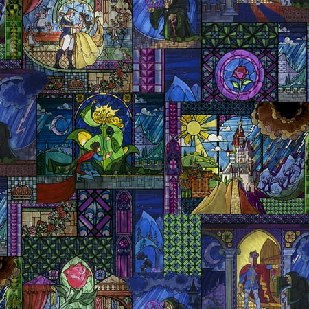 Disney Beauty and the Beast Belle Stained Glass 1 Yard Precut Fabric
