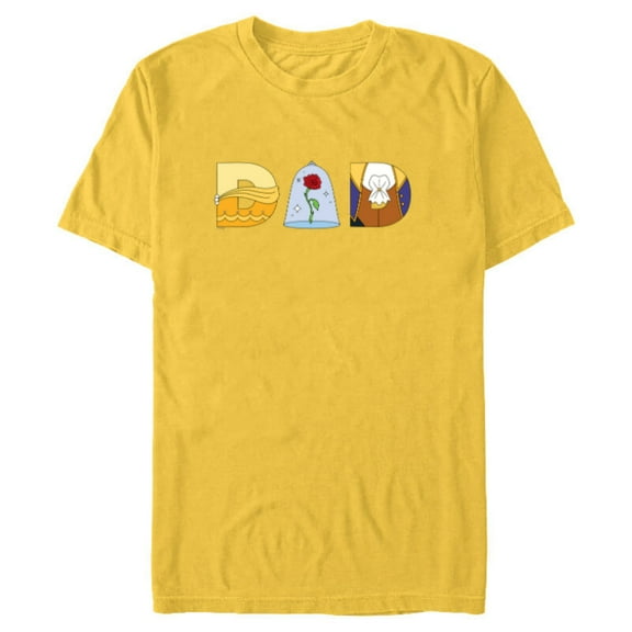 Disney Beauty and the Beast Belle Father’s Day Birthday Dad - Short Sleeve Blended T-Shirt for Adults - Customized-Yellow