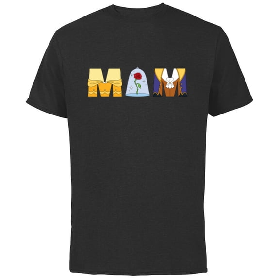 Disney Beauty and the Beast Belle Mother’s Day Birthday Mom - Short Sleeve Cotton T-Shirt for Adults - Customized-Black