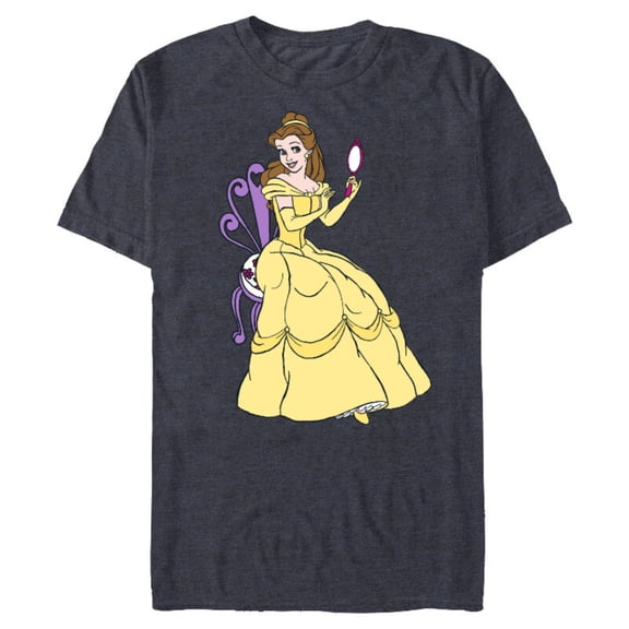 Disney Beauty and the Beast Belle T-Shirt- Short Sleeve Blended T-Shirt for Adults - Customized-Denim Snow Heather