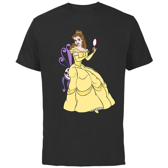 Disney Beauty and the Beast Belle T-Shirt - Short Sleeve Cotton T-Shirt for Adults - Customized-Black