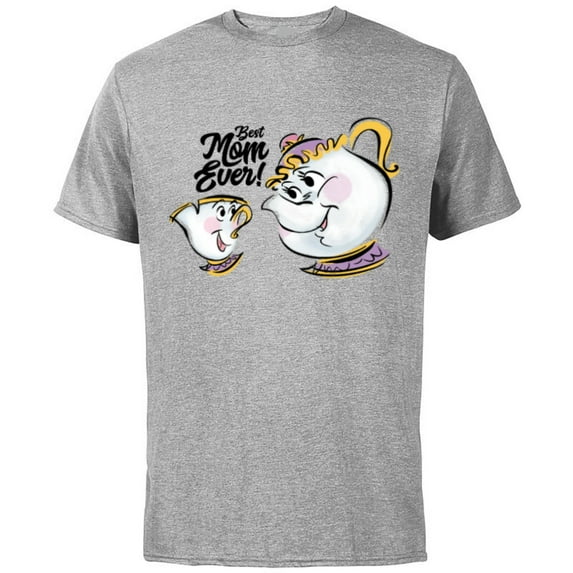 Disney Beauty and the Beast Chip Mrs. Potts Best Mom Ever - Short Sleeve Cotton T-Shirt for Adults - Customized-Athletic Heather