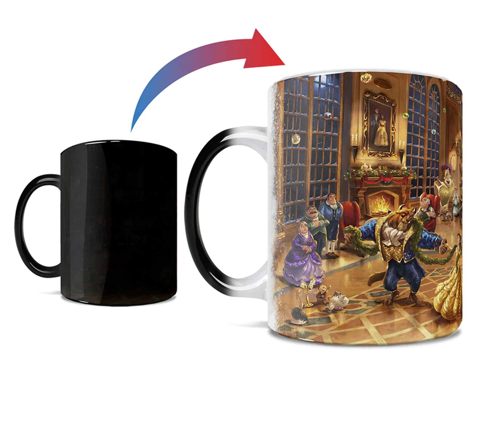 Disney Christmas Color Changing Ceramic Mug with Belle and Beast