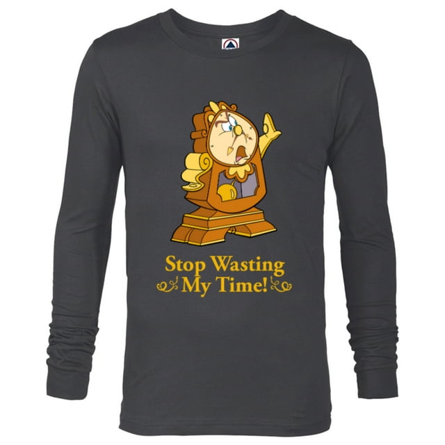 Disney Beauty and the Beast Cogsworth Stop Wasting My Time - Long Sleeve T-Shirt for Men - Customized-Charcoal Heather
