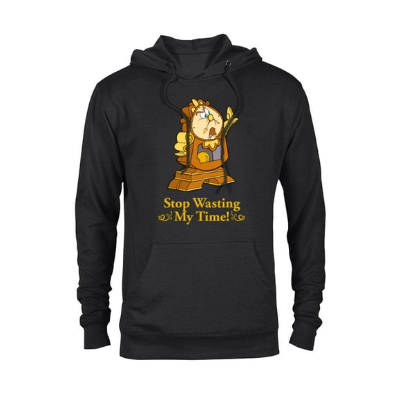 Disney Beauty and the Beast Cogsworth Stop Wasting My Time - Pullover Hoodie for Adults - Customized-Black
