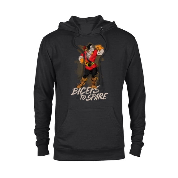 Disney Beauty and the Beast Gaston Biceps to Spare T-Shirt - Pullover Hoodie for Adults - Customized-Black