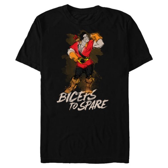 Disney Beauty and the Beast Gaston Biceps to Spare T-Shirt- Short Sleeve Blended T-Shirt for Adults - Customized-Black Snow Heather