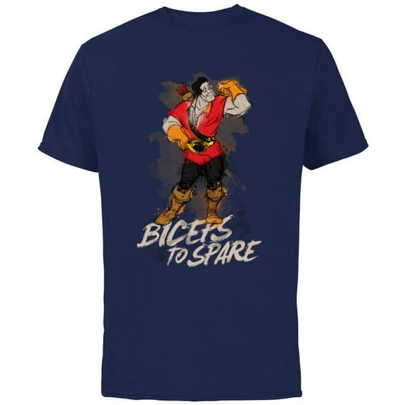 Disney Beauty and the Beast Gaston Biceps to Spare T-Shirt - Short Sleeve Cotton T-Shirt for Adults - Customized-Athletic Navy