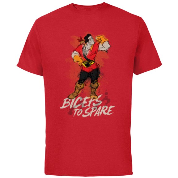 Disney Beauty and the Beast Gaston Biceps to Spare T-Shirt - Short Sleeve Cotton T-Shirt for Adults - Customized-Red