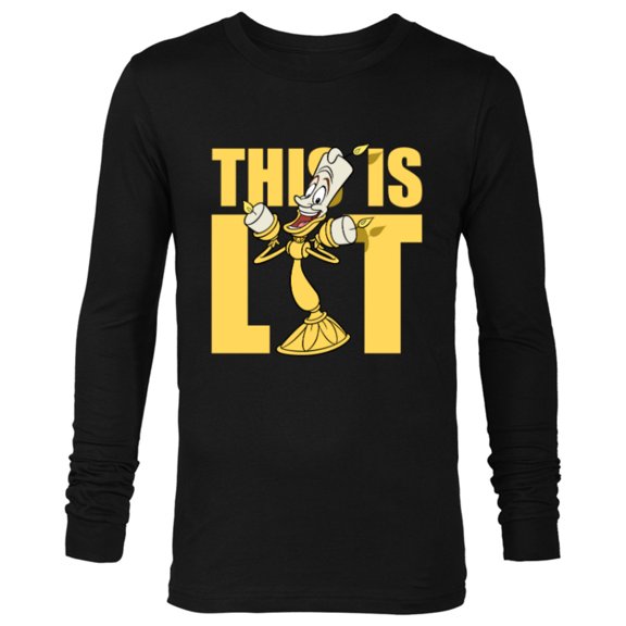 Disney Beauty and the Beast Lumiere This is Lit - Long Sleeve T-Shirt for Men - Customized-Black